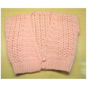 Girl's Knit Fashion Accent Top Yoke or Bib or Shrug Pink No Size or ID ~13" wide